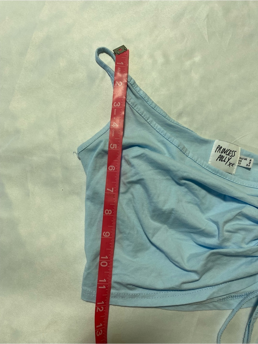 Princess Polly Baby Blue Ruched One-Shoulder Crop Top - Picture 5 of 5